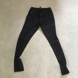Aqua black printed silver skinny jeans